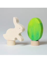 Conejo y Huevo de Pascua "Batik Verde" Figura para el Anillo de Cumpleaños - Aúpa Organics