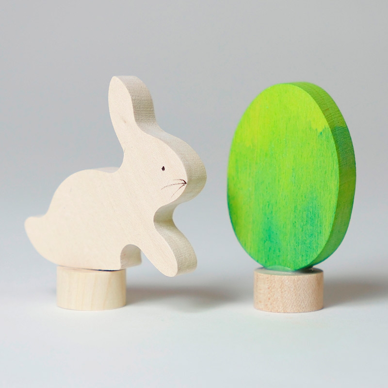 Conejo y Huevo de Pascua "Batik Verde" Figura para el Anillo de Cumpleaños - Aúpa Organics