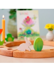 Conejo y Huevo de Pascua "Batik Verde" Figura para el Anillo de Cumpleaños - Aúpa Organics