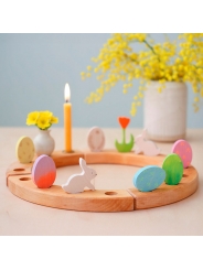 Conejo y Huevo de Pascua "Batik Naranja" Anillo de Cumpleaños - Aúpa Organics