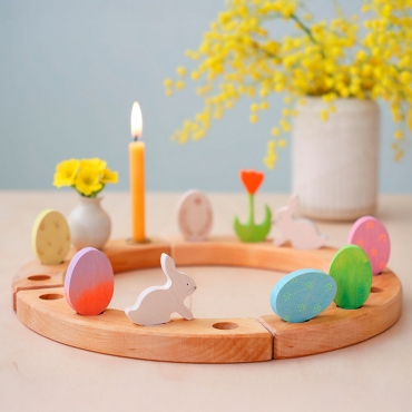 Conejo y Huevo de Pascua "Batik Naranja" Anillo de Cumpleaños - Aúpa Organics