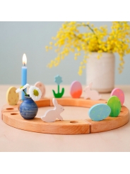 Conejo y Huevo de Pascua "Batik Verde" Figura para el Anillo de Cumpleaños - Aúpa Organics