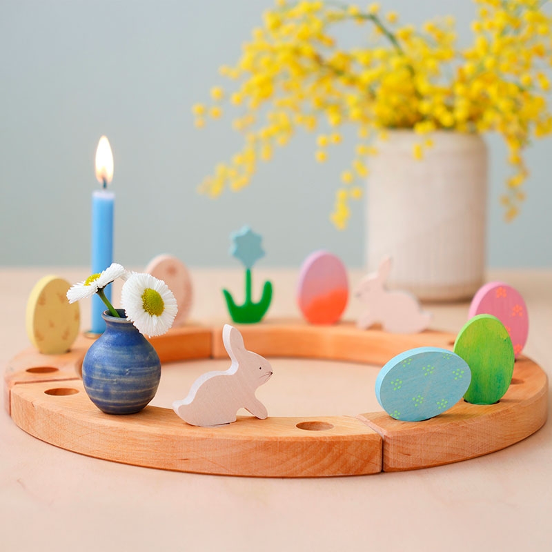 Conejo y Huevo de Pascua "Batik Verde" Figura para el Anillo de Cumpleaños - Aúpa Organics