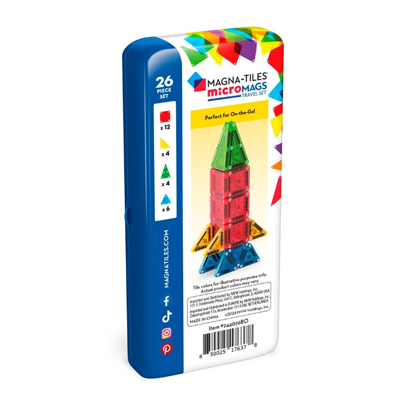 Juego de Construcción Magnético de 26 Piezas Magna-Tiles Travel Set - Aúpa Organics