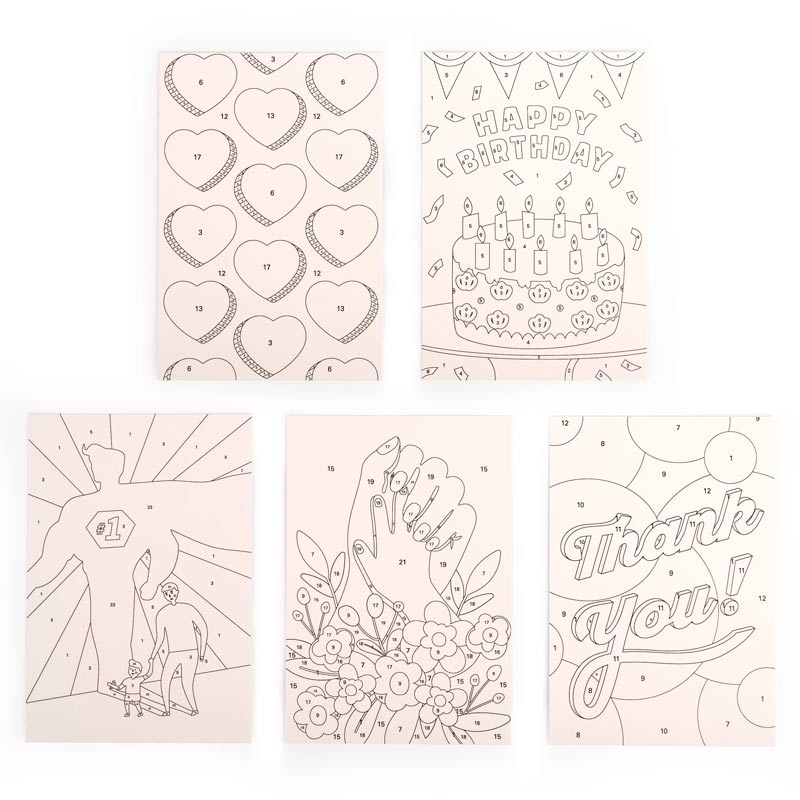 Kit "Crea tus postales pintando por números" de Kikkerland - Aúpa Organics