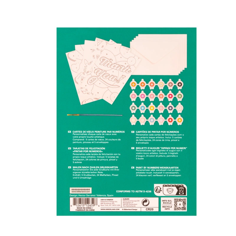 Kit "Crea tus postales pintando por números" de Kikkerland - Aúpa Organics