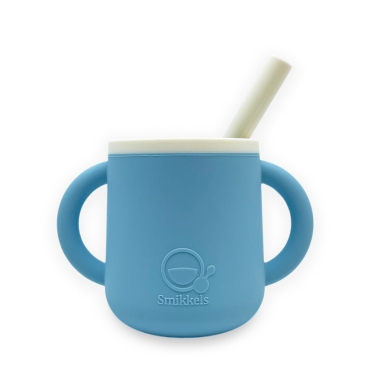 Taza de Silicona con Asas Azul de Smikkels - Aúpa Organics