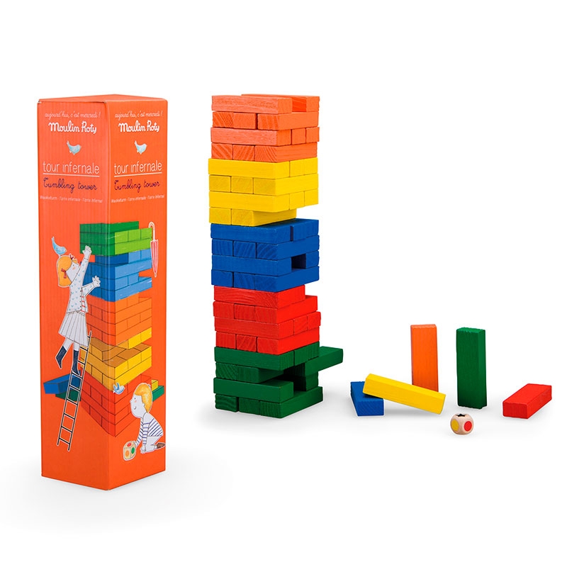 Jenga de Colores en Madera de Moulin Roty - Aúpa Organics