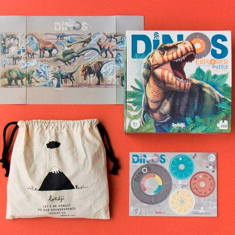Puzzle de 350 piezas Dinos Explorer de Londji - Aúpa Organics