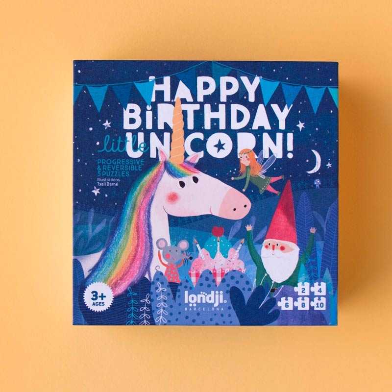 5 Puzzles reversibles Happy Birthday Unicorn! de Londji - Aúpa Organics