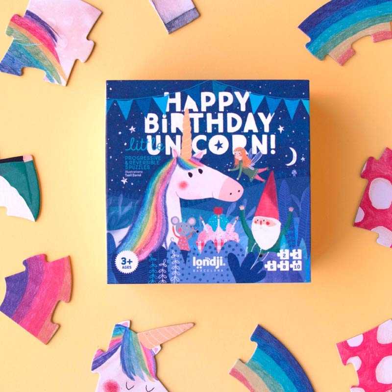 5 Puzzles reversibles Happy Birthday Unicorn! de Londji - Aúpa Organics