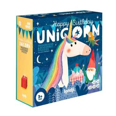 5 Puzzles reversibles Happy Birthday Unicorn! de Londji - Aúpa Organics