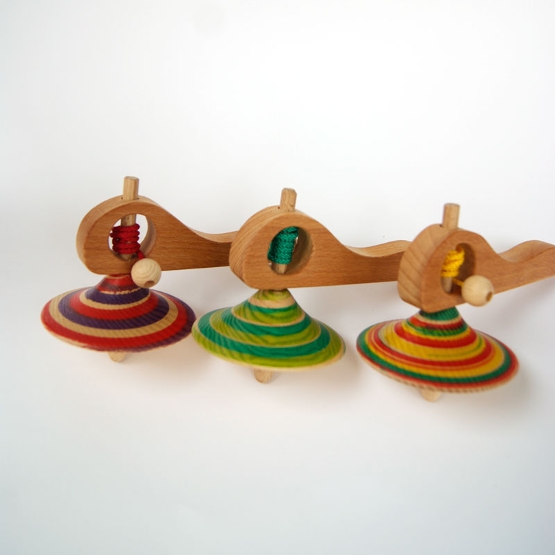 Peonza de Madera con Mango Lanzador