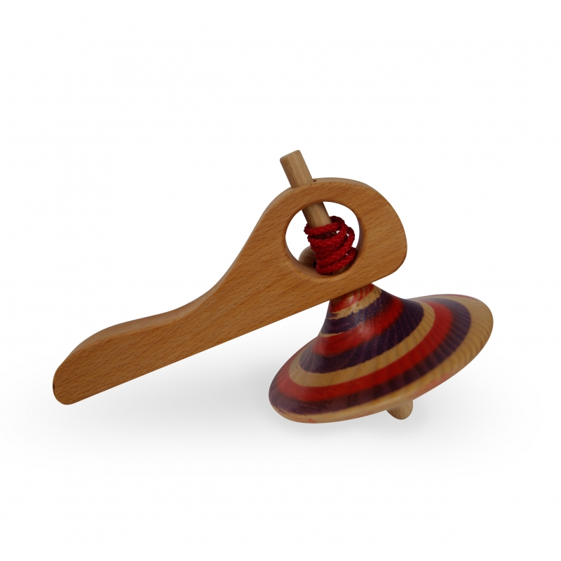 Peonza de Madera con Mango Lanzador