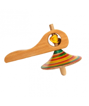 Peonza de Madera con Mango Lanzador