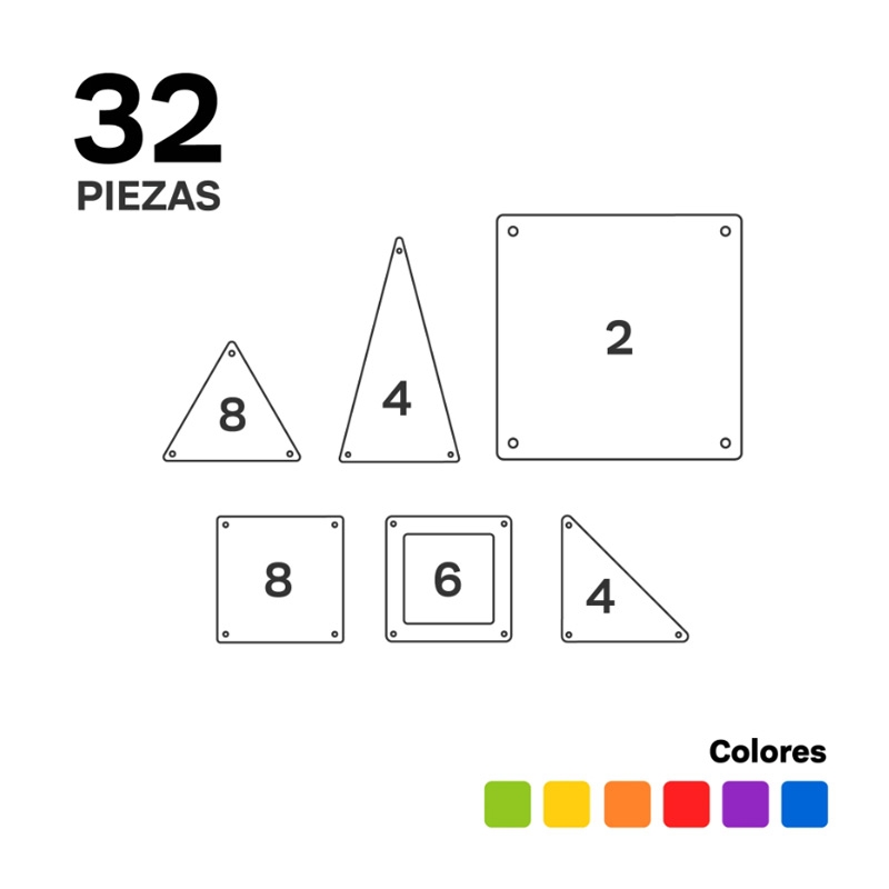 Juego de Construcciones Magnéticas de 32 Piezas Imanix - Aúpa Organics