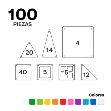 Juego de Construcciones Magnéticas de 100 Piezas Imanix - Aúpa Organics