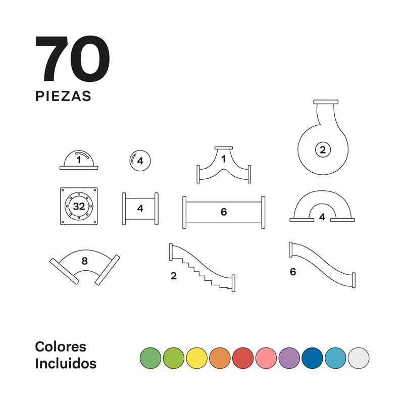 Imanix Tobogán 70 piezas – Set magnético para crear circuitos - Aúpa Organics