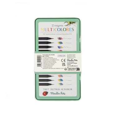 12 Lápices Multicolor en Caja de Metal - Aúpa Organics