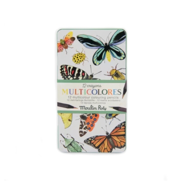 12 Lápices Multicolor en Caja de Metal - Aúpa Organics