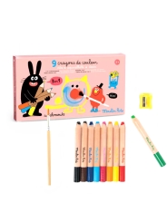 Caja de 9 Ceras de Colores 3 en 1 Moulin Roty - Aúpa Organics