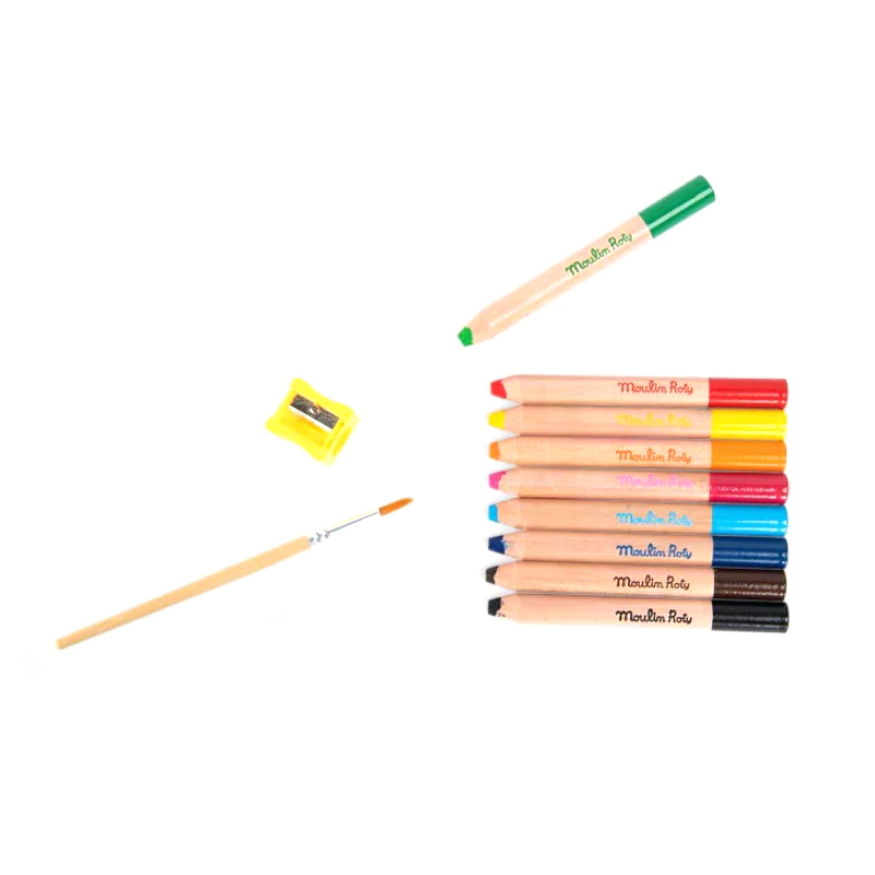 Caja de 9 Ceras de Colores 3 en 1 Moulin Roty - Aúpa Organics