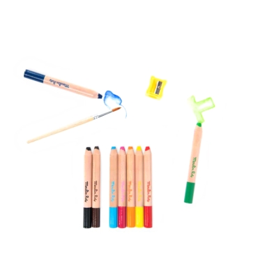 Caja de 9 Ceras de Colores 3 en 1 Moulin Roty - Aúpa Organics