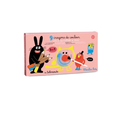 Caja de 9 Ceras de Colores 3 en 1 Moulin Roty - Aúpa Organics