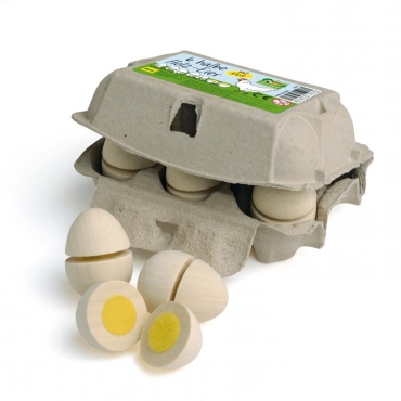 Pack de 6 Huevos para Cortar de Madera de Erzi - Aúpa Organics