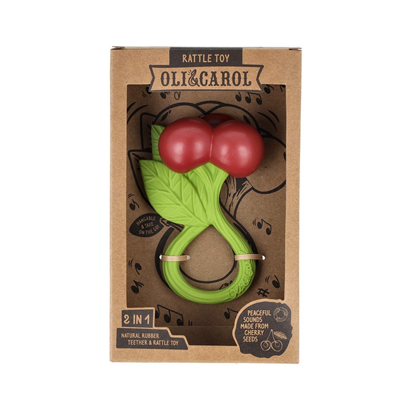 Sonajero de Caucho Natural Cherry Cerezas Oli&Carol - Aúpa Organics