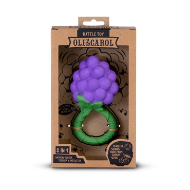Sonajero de Caucho Natural Grape Uvas Oli&Carol - Aúpa Organics