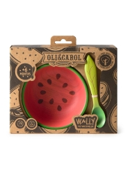 Set de Bol + Cuchara de Madera Natural Wally The Watermelon Oli&Carol - Aúpa Organics