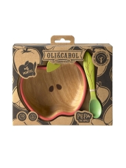 Set de Bol + Cuchara de Madera Natural Pepa the Apple Oli&Carol - Aúpa Organics