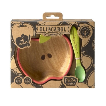 Set de Bol + Cuchara de Madera Natural Pepa the Apple Oli&Carol - Aúpa Organics
