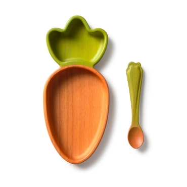 Set de Plato + Cuchara de Madera Natural Cathy The Carrot Oli&Carol - Aúpa Organics