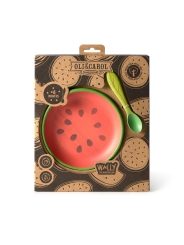 Set de Plato + Cuchara de Madera Natural Wally The Watermelon Oli&Carol - Aúpa Organics