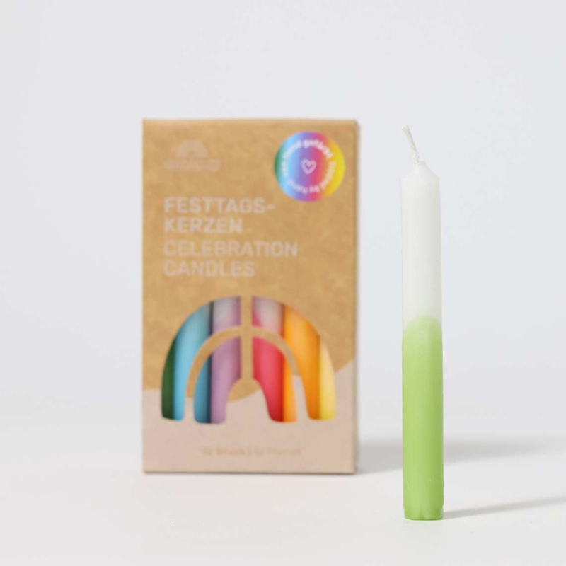 Caja de 12 Velas Hand-dipped para el Anillo de Cumpleaños Waldorf - Aúpa Organics