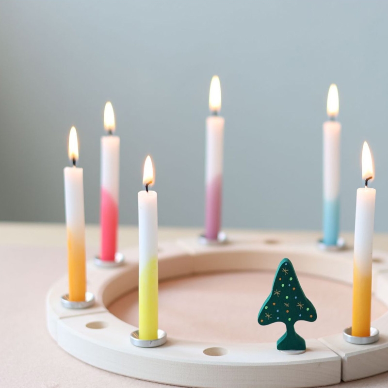 Caja de 12 Velas Hand-dipped para el Anillo de Cumpleaños Waldorf - Aúpa Organics