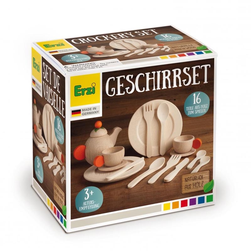 Vajilla y Tetera Nature de Madera de Erzi - Aúpa Organics