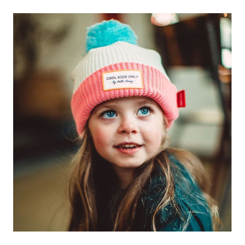 Gorro Block Pink Ice Algodón Orgánico con Forro Polar Hello Hossy - Aúpa Organics