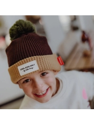 Gorro Block Pistachio Algodón Orgánico con Forro Polar Hello Hossy - Aúpa Organics