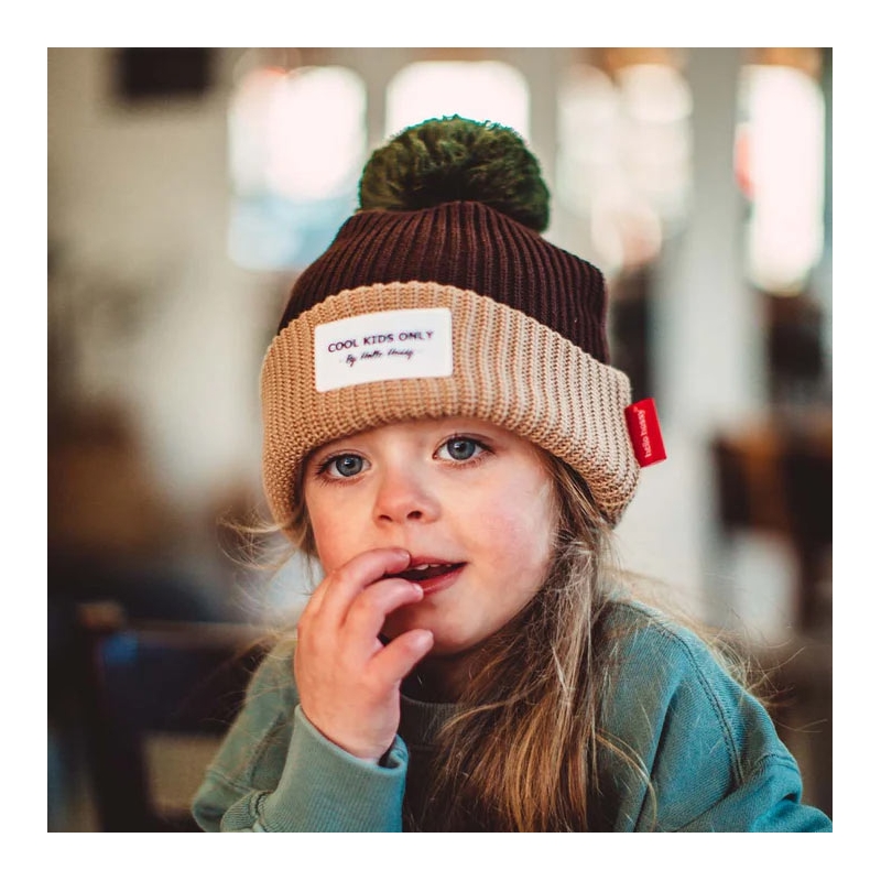 Gorro Block Pistachio Algodón Orgánico con Forro Polar Hello Hossy - Aúpa Organics