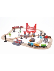 Conjunto de Vías Ciudad Bulliciosa Trenes Hape - Aúpa Organics
