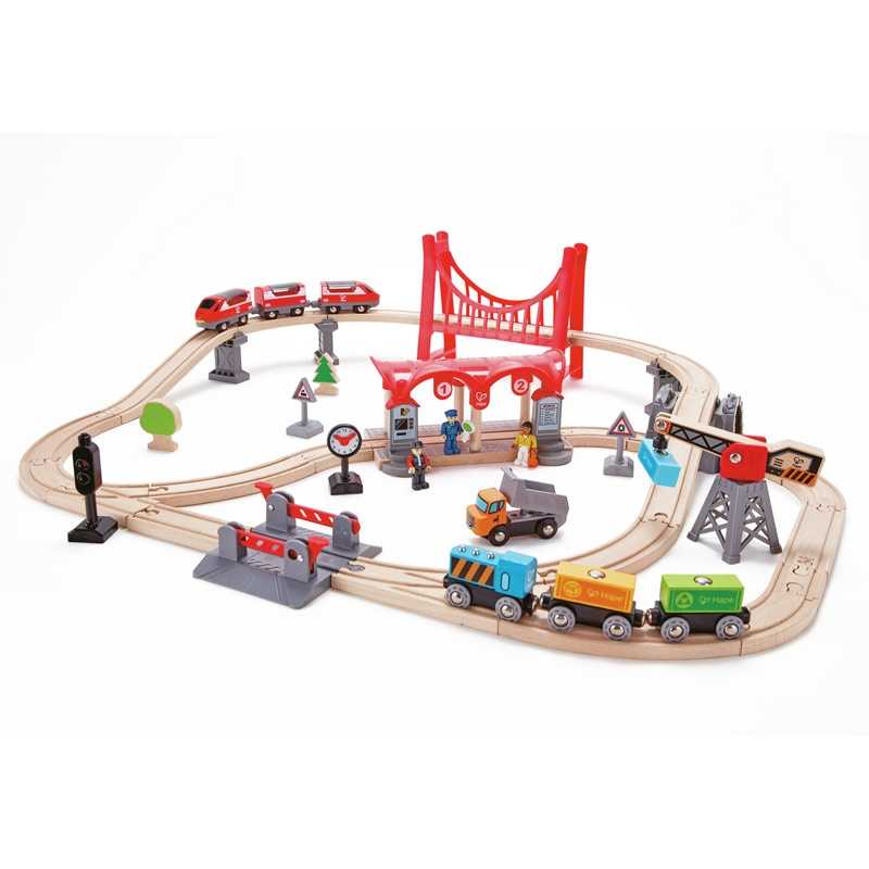 Conjunto de Vías Ciudad Bulliciosa Trenes Hape - Aúpa Organics