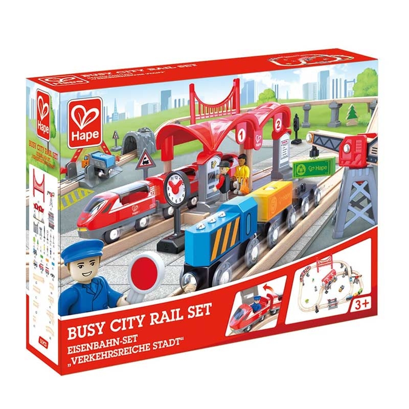 Conjunto de Vías Ciudad Bulliciosa Trenes Hape - Aúpa Organics