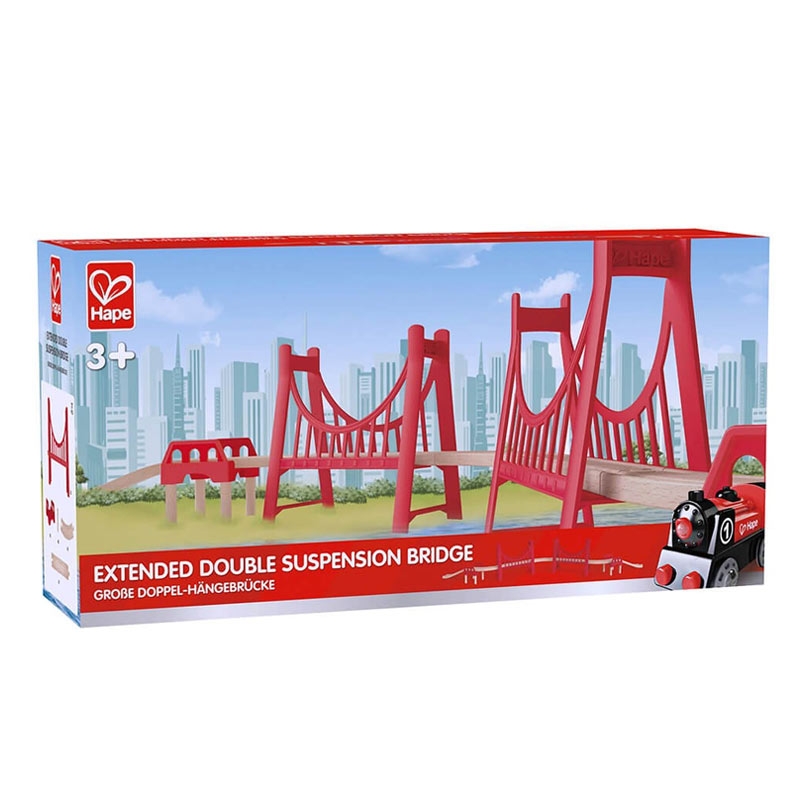 Gran Puente Colgante Doble Trenes de Madera Hape - Aúpa Organics