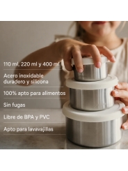 Pack 3 Fiambreras Herméticas de Acero Inoxidable Smikkels - Aúpa Organics
