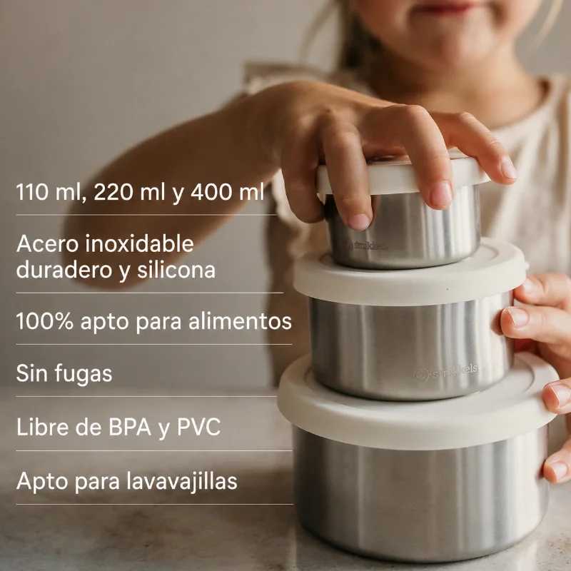 Pack 3 Fiambreras Herméticas de Acero Inoxidable Smikkels - Aúpa Organics