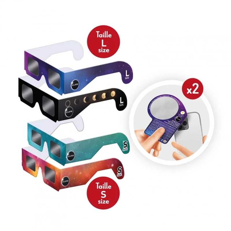 Kit para Eclipse Solar Buki | 4 Gafas Certificadas + Filtros para Smartphone - Aúpa Organics