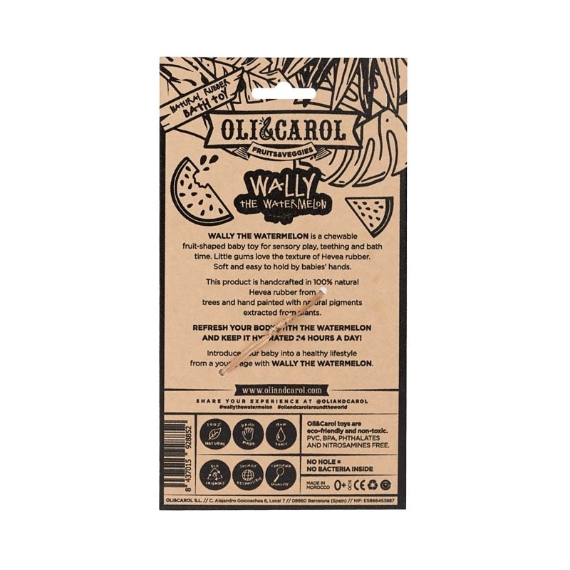Mordedor de Caucho Natural Wally La Sandía Oli&Carol - Aúpa Organics